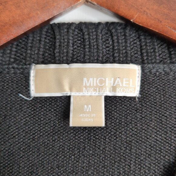 Michael Kors Women's Black Knit Merino Wool Long Cardigan/Sweater, Medium - Picture 3 of 8